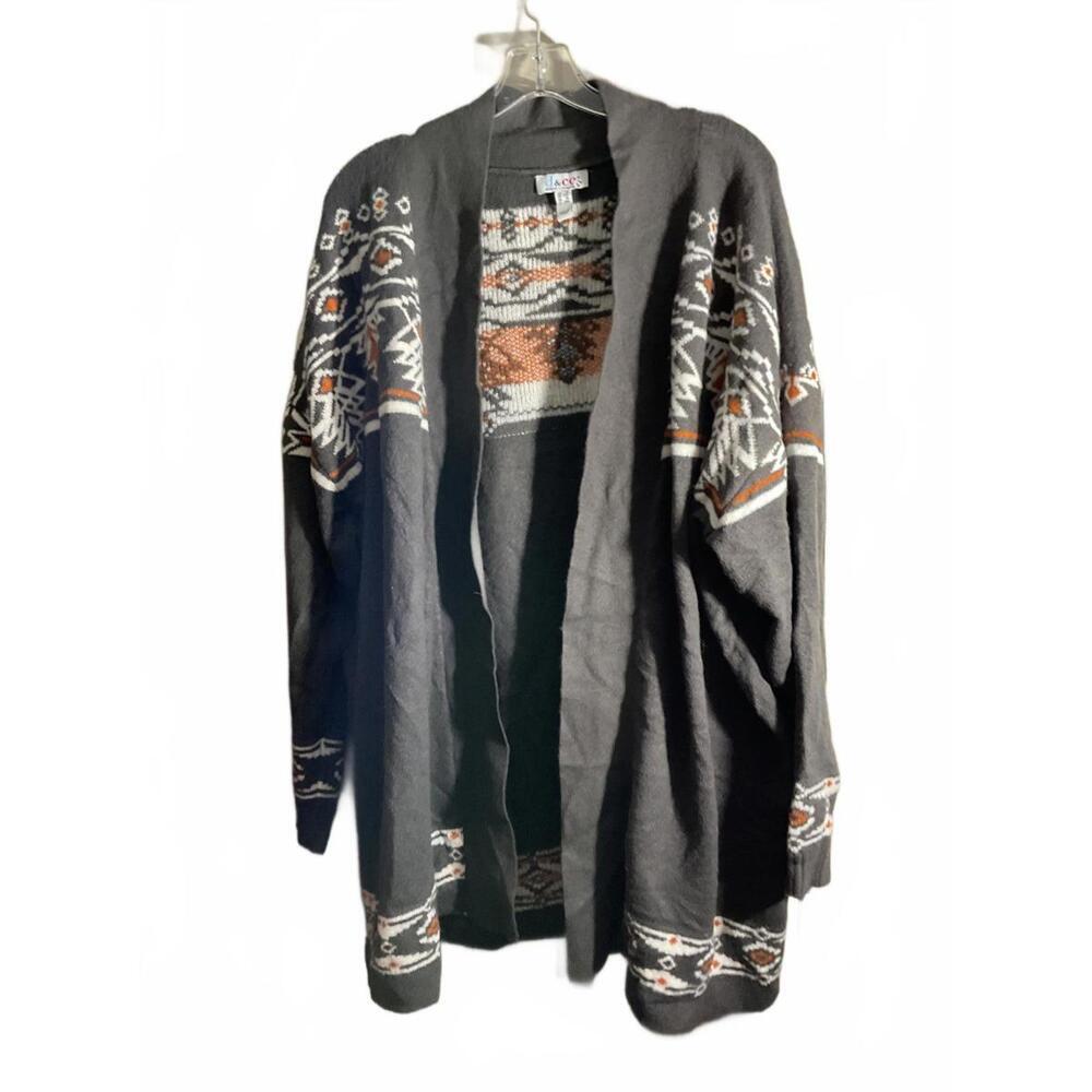D& co Stylish Aztec Print Open Front Cardigan 1X - Picture 2 of 10